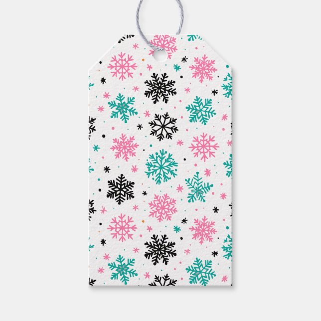 Retro-Schneeflocken Geschenkanhänger (Vorderseite)