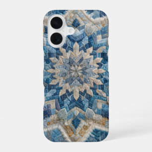 Retro-Schneeflocken-Kaleidoskop-Quilt iPhone 16 Hülle