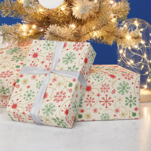 Retro-Schneeflocken-Muster Geschenkpapier