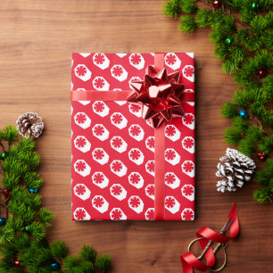 Retro-Schneeflocken-Muster weiß und rot Geschenkpapier