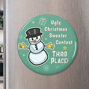 Retro-Schneemann-Hässlicher-Weihnachtspullover-Wet Magnet