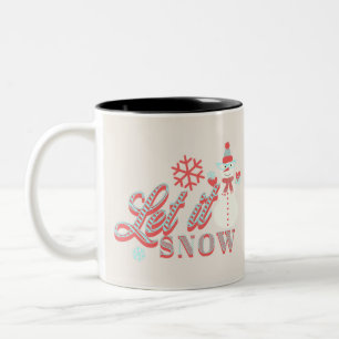 Retro Schneemann Lass es schneien Weihnachten Kaf Zweifarbige Tasse