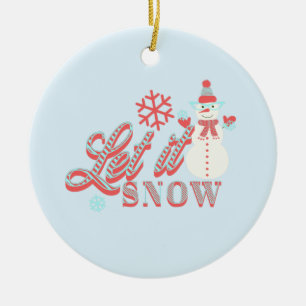 Retro-Schneemann Lass es schneien Weihnachten Keramik Ornament