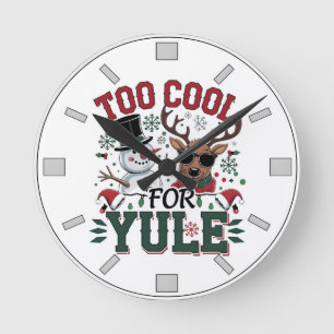 Retro-Schneemann-Weihnachtsuhr-Feiertagsgeschenk-S Runde Wanduhr