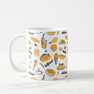 Retro Schnelles, handgezeichnetes Sketch-Muster Kaffeetasse