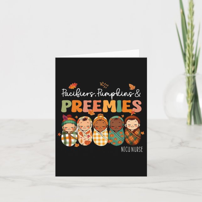 Retro Schnuller Pumpkins Preemies Erntedank Nic Karte (Vorderseite)