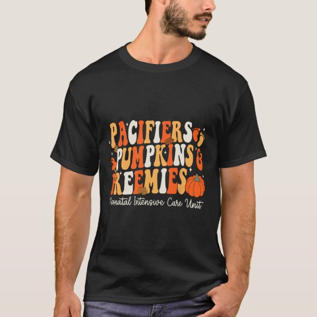 Retro Schnuller Pumpkins Preemies Erntedank Nic T-Shirt (Vorderseite)