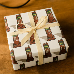 Retro-Schnurlostelefon Vintage 90er Geschenkpapier