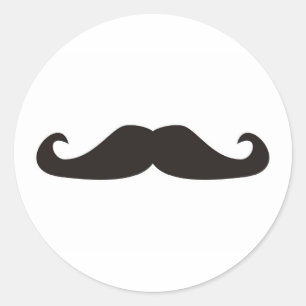 Retro-Schnurrbart-Illustration für Gentlemen Runder Aufkleber