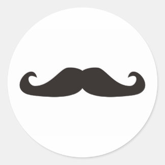 Retro-Schnurrbart-Illustration für Gentlemen Runder Aufkleber