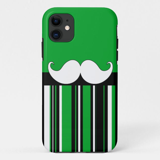 Retro Schnurrbart Stache Schnurrbart mit grünen Case-Mate iPhone Hülle (Rückseite)