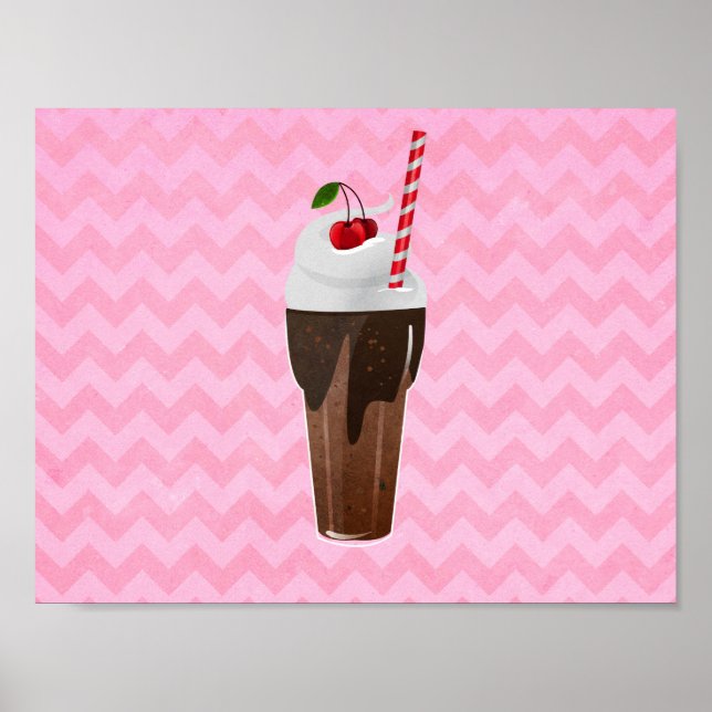 Retro-Schokolade-Eiscreme-Shake Poster (Vorne)