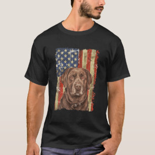 Retro-Schokolade-Labrador mit US-Flagge Geschenk S T-Shirt