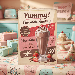 Retro-Schokoladen-Milchshake Alles Gute zum Gebu Karte