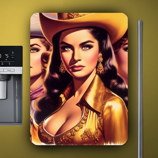 Retro schöne Cowgirls Magnet (Von Creator hochgeladen)