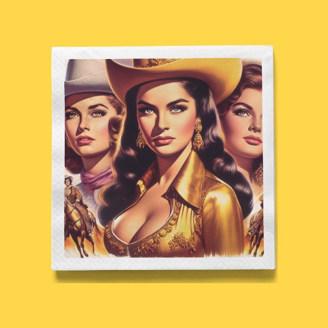 Retro schöne Cowgirls Serviette (Von Creator hochgeladen)