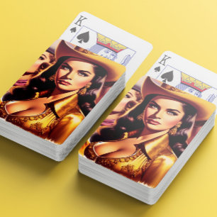 Retro schöne Cowgirls Spielkarten