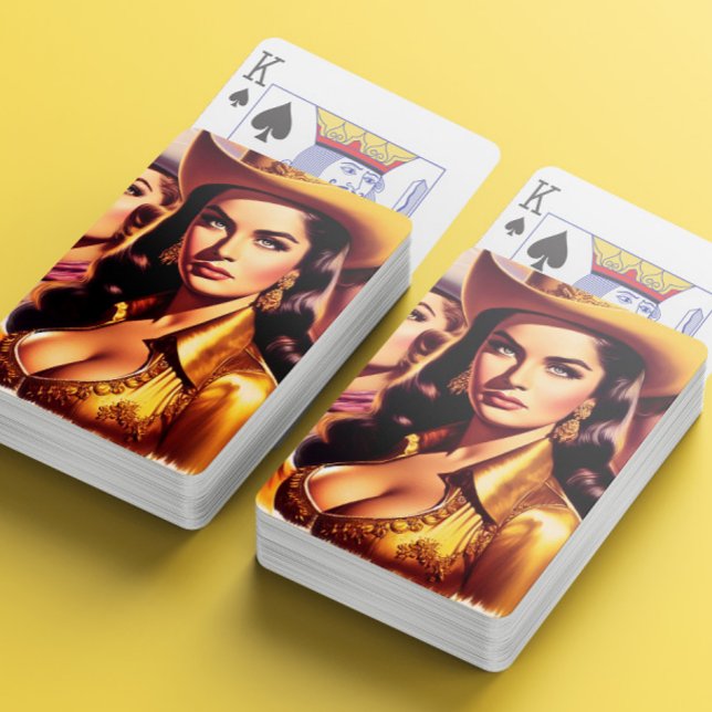 Retro schöne Cowgirls Spielkarten (Von Creator hochgeladen)