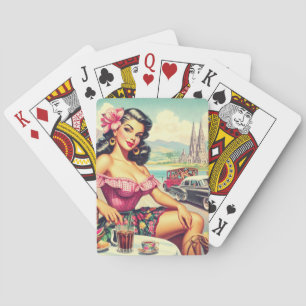 Retro-Schönheit hispanisches Mädchen Spielkarten