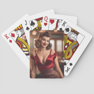 Retro-Schönheit in Rot Spielkarten