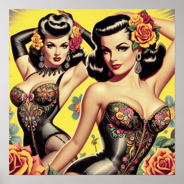 Retro-Schönheits-Pin-Ups Poster (Vorne)