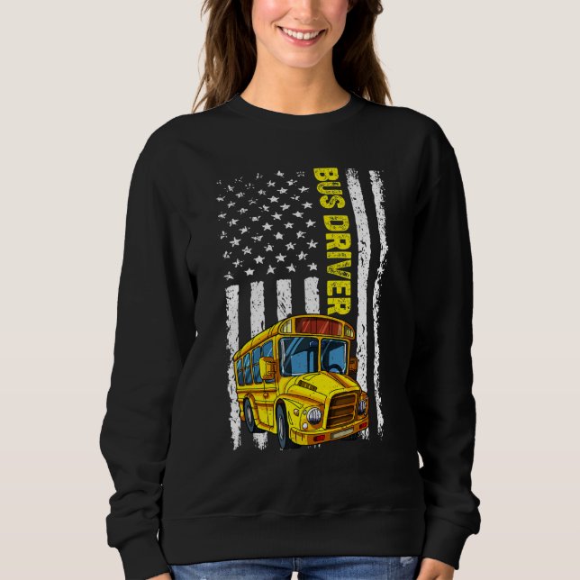 Retro School Bus Driver   Patriotic American Flag Sweatshirt (Vorderseite)