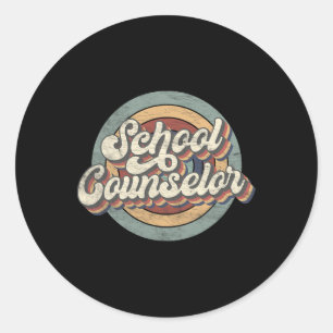 Retro School Counselor Ck to School Teacher Squad Runder Aufkleber