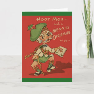 Retro-schottische Weihnachtsgrußkarte Feiertagskarte