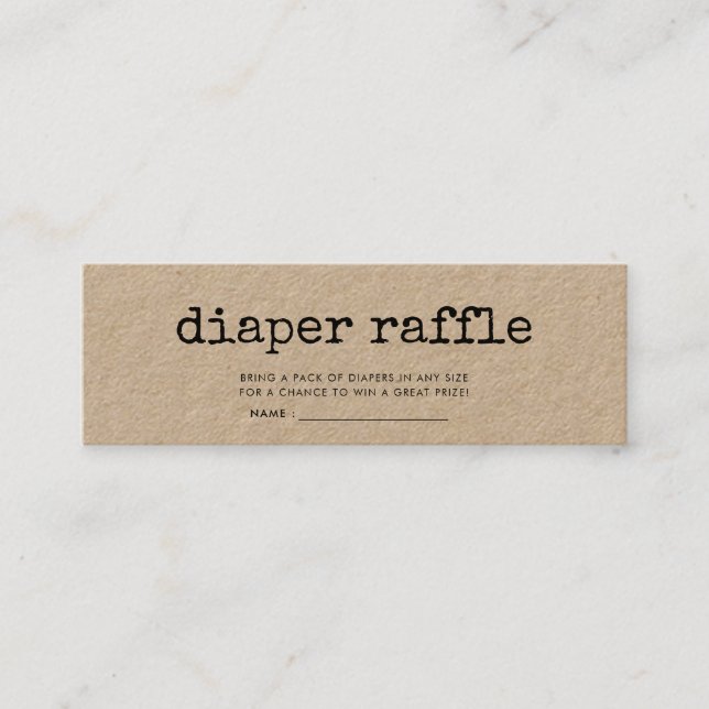 Retro Schreibmaschine Babydusche - Preisgeld verlo Mini Visitenkarte (Vorderseite)