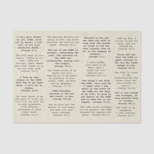 Retro Schreibmaschine Bible Psalm Verses for Journ Seidenpapier (Vorderseite)