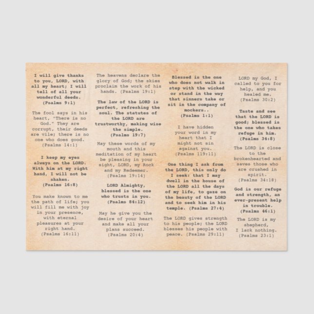 Retro Schreibmaschine Bible Psalm Verses for Journ Seidenpapier (Vorderseite)