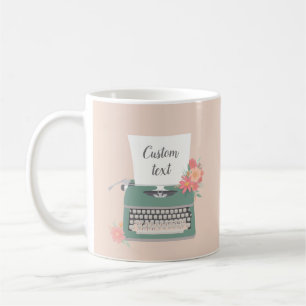Retro-Schreibmaschine & Blumen & individuelles Pap Kaffeetasse