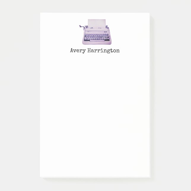 Retro-Schreibmaschine Personalisierte dunkle Akade Post-it Klebezettel (Vorderseite)
