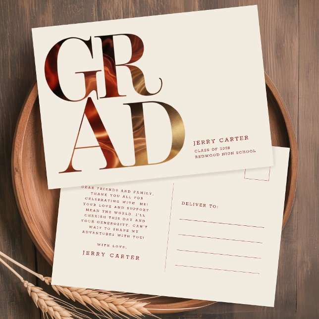 Retro Schrift Einfach Schulabschluss Abitur Postkarte (Von Creator hochgeladen)