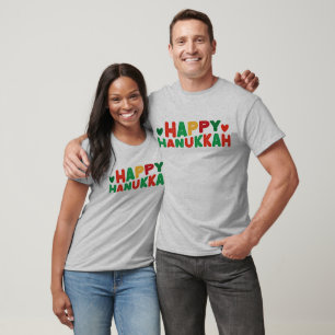 Retro-Schrift Happy Hanukkah T-Shirt