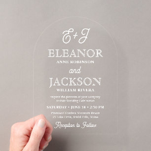 Retro-Schrift-Monogramm Elegante stilvolle Hochzei Acryleinladungen