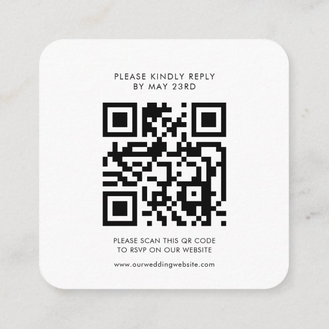 Retro-Schrift-QR-Code-RSVP-Antwort im Vintage-Stil Begleitkarte (Rückseite)