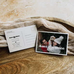 Retro-Schrift Save-the-Date-Foto Ankündigungspostkarte