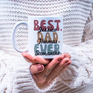 Retro Schriftart Bester Vater je Kind Name Vaterta Kaffeetasse
