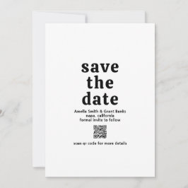 Retro Schriftart Black and White QR Code Moderne H Save The Date