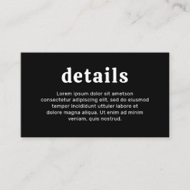 Retro Schriftart Black Modern Wedding Begleitkarte