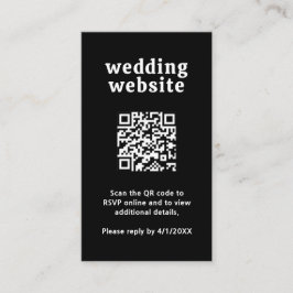 Retro Schriftart Black QR Code Moderne Hochzeit Begleitkarte