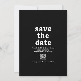 Retro Schriftart Black QR Code Moderne Hochzeit Save The Date