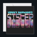 Retro Schriftart Happy Birthday Sister Colorful Karte<br><div class="desc">Retro Schriftart Happy Birthday Sister farbenfrohe Design. Design von Krista Peacock.</div>