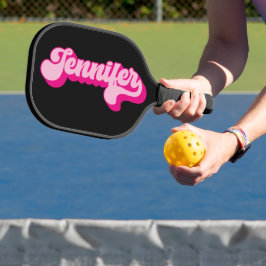 Retro Schriftart Hot Pink Jennifer Pickleball Schläger