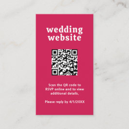 Retro Schriftart Hot Pink QR Code Moderne Hochzeit Begleitkarte