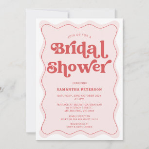 Retro-Schriftart Rosa Rote Welle Brautparty Einladung