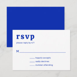 Retro Schriftart Royal Blue Modern Wedding RSVP Karte