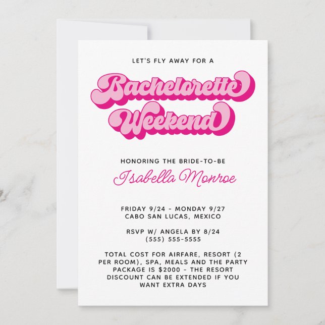 Retro-Schriftart Wartezeit Bachelorette Einladung (Vorderseite)