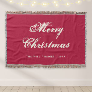 Retro-Schriftzug Roter Frohe Weihnachten Familienn Decke